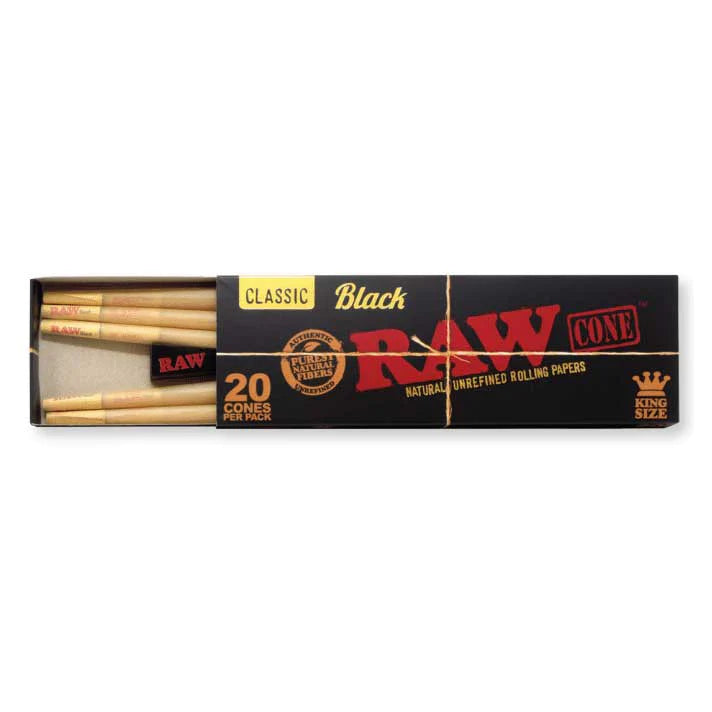 RAW - BLACK CONE KING SIZE 20 CONES PACK