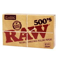 RAW - 500 CLASSIC NATURAL UNREFINED ROLLING PAPER 1 1/4